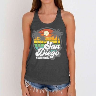 Vintage San Diego Beach California Surfing Retro Surf Gift Women's Knotted Racerback Tank