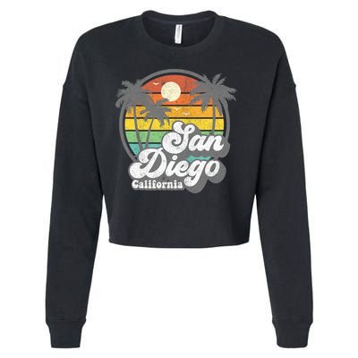Vintage San Diego Beach California Surfing Retro Surf Gift Cropped Pullover Crew