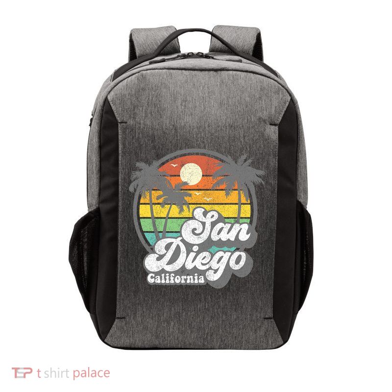 Vintage San Diego Beach California Surfing Retro Surf Gift Vector Backpack