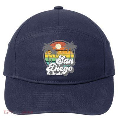Vintage San Diego Beach California Surfing Retro Surf Gift 7-Panel Snapback Hat