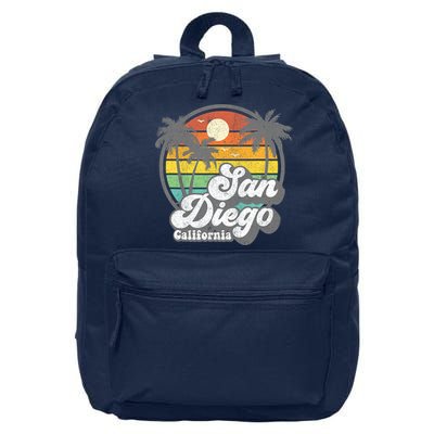 Vintage San Diego Beach California Surfing Retro Surf Gift 16 in Basic Backpack
