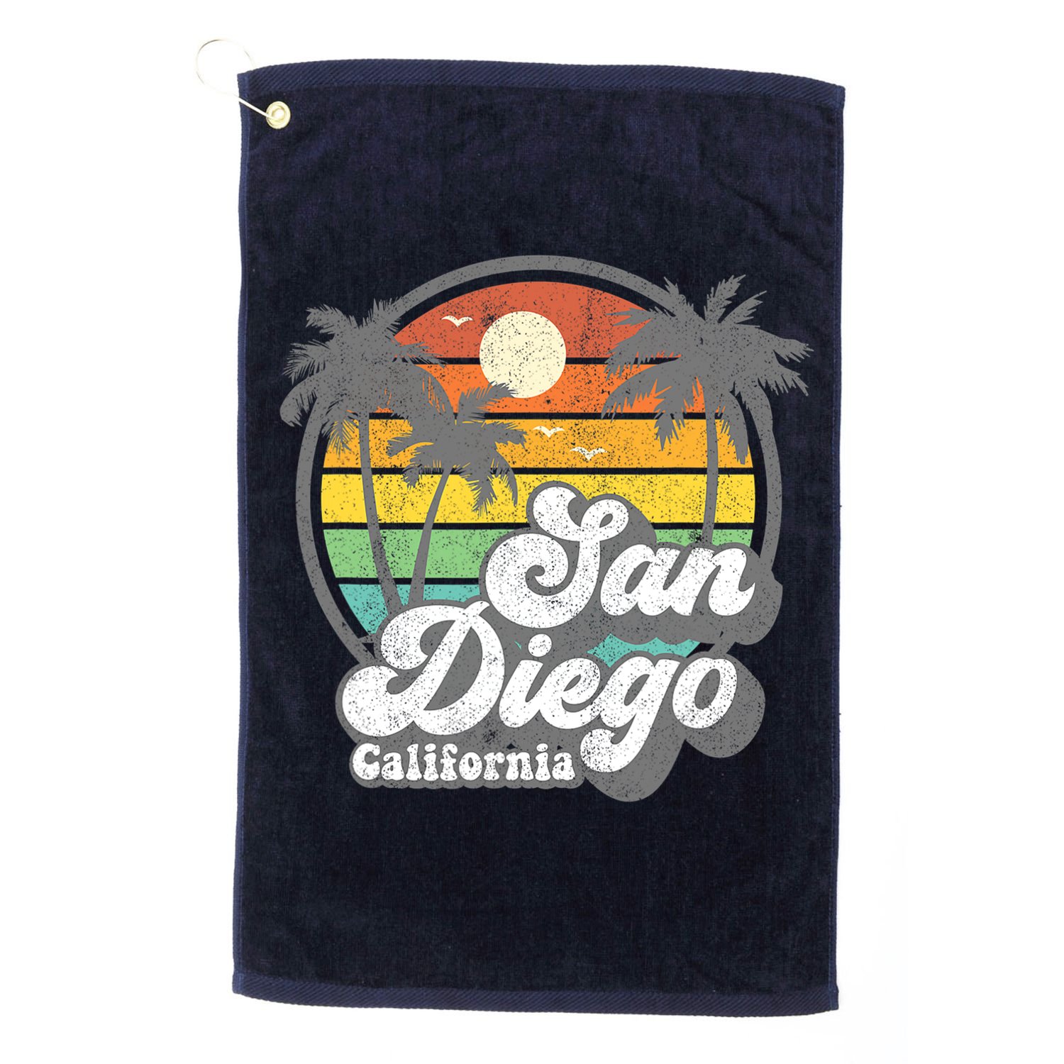 Vintage San Diego Beach California Surfing Retro Surf Gift Golf Towel