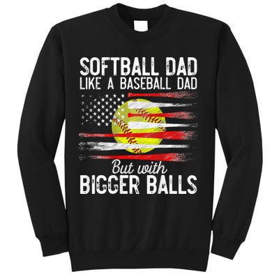 Vintage Softball Dad Like A Baseball Dad US Flag Fathers Day Sweatshirt