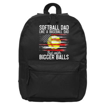 Vintage Softball Dad Like A Baseball Dad US Flag Fathers Day 16 in Basic Backpack