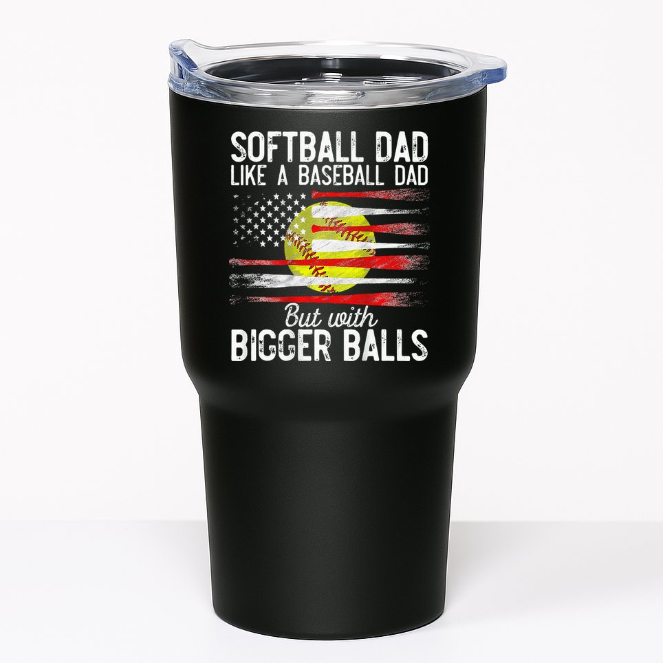 Vintage Softball Dad Like A Baseball Dad US Flag Fathers Day Tumbler
