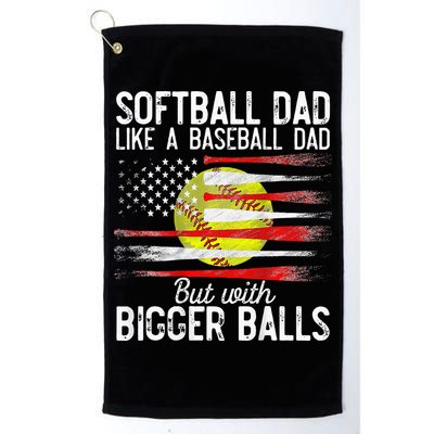 Vintage Softball Dad Like A Baseball Dad US Flag Fathers Day Golf Towel