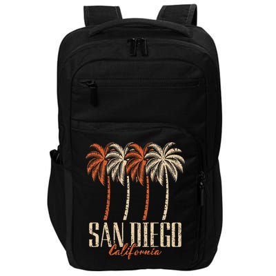 Vintage San Diego California Palm Trees Retro Impact Tech Backpack