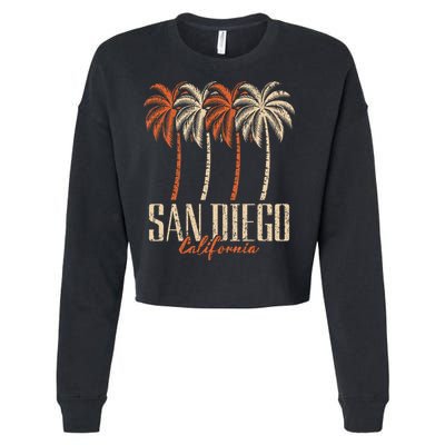 Vintage San Diego California Palm Trees Retro Cropped Pullover Crew