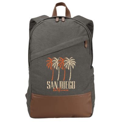 Vintage San Diego California Palm Trees Retro Cotton Canvas Backpack