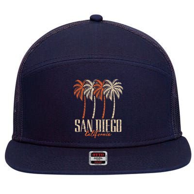 Vintage San Diego California Palm Trees Retro 7 Panel Mesh Trucker Snapback Hat