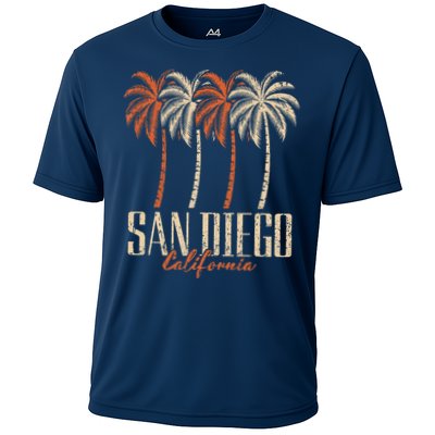 Vintage San Diego California Palm Trees Retro Cooling Performance Crew T-Shirt