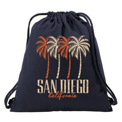 Vintage San Diego California Palm Trees Retro Drawstring Bag