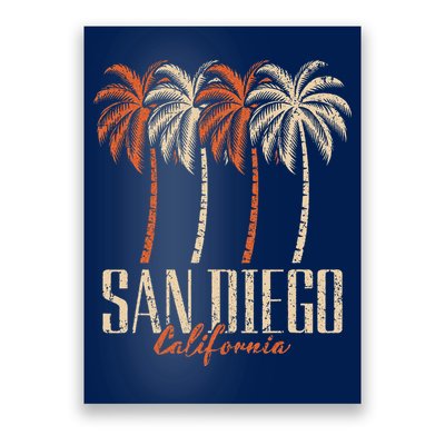 Vintage San Diego California Palm Trees Retro Poster