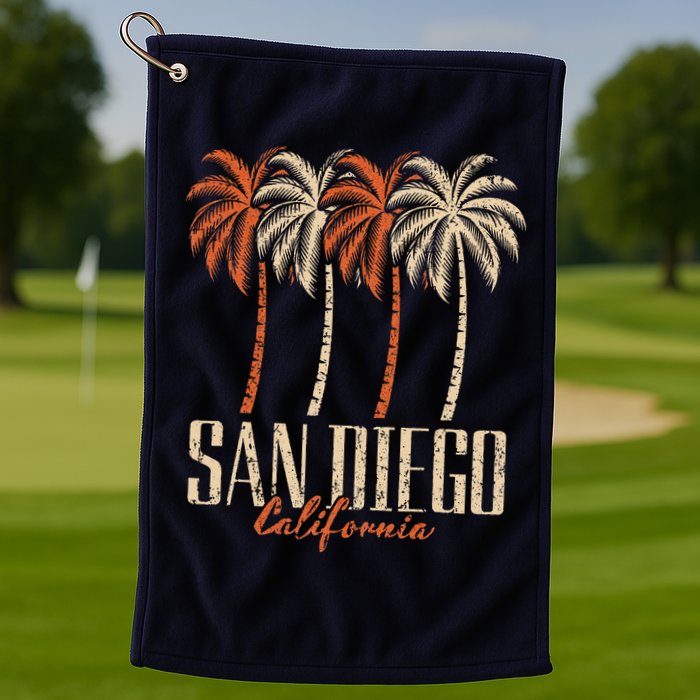 Vintage San Diego California Palm Trees Retro Golf Towel