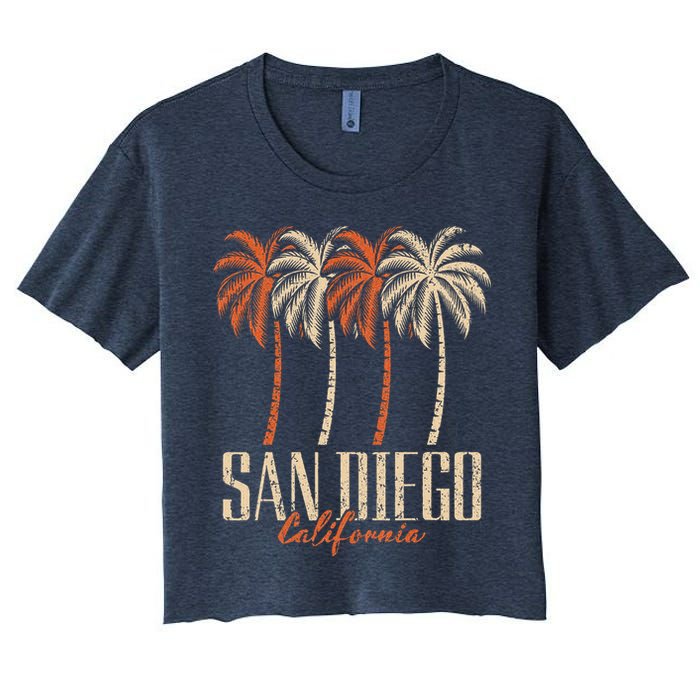 Vintage San Diego California Palm Trees Retro Crop Top