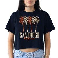 Vintage San Diego California Palm Trees Retro Crop Top