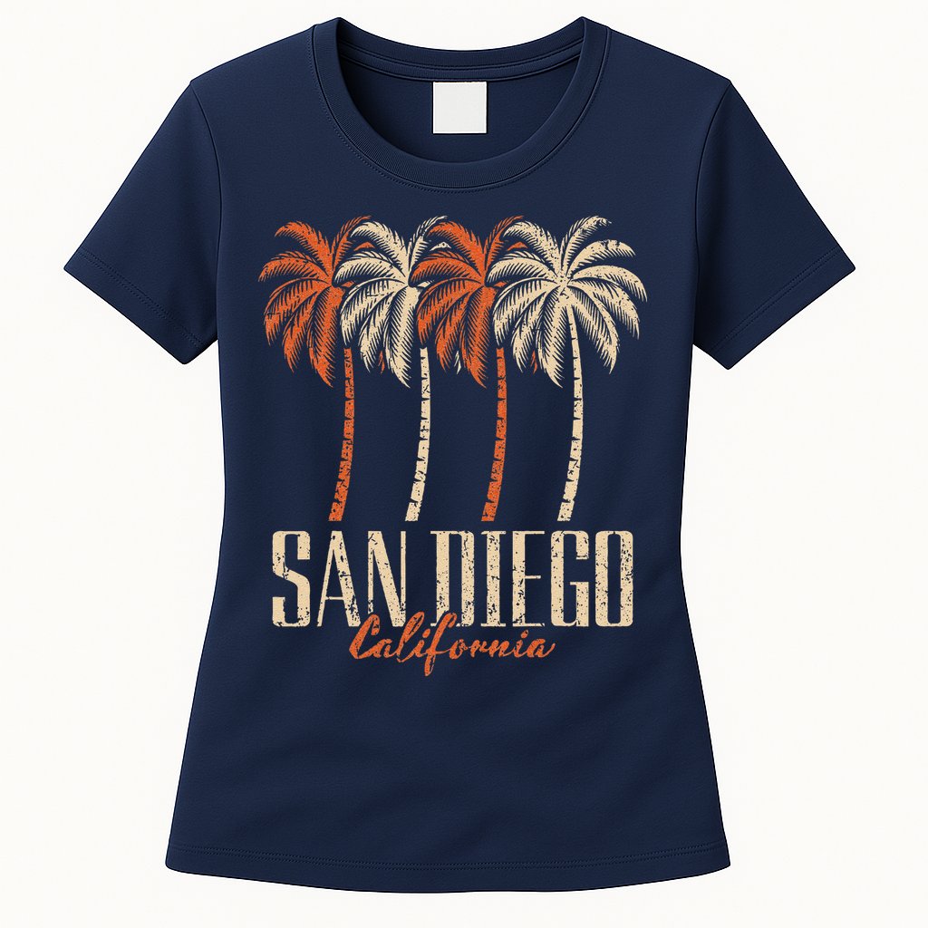 Vintage San Diego California Palm Trees Retro Womens T-Shirt
