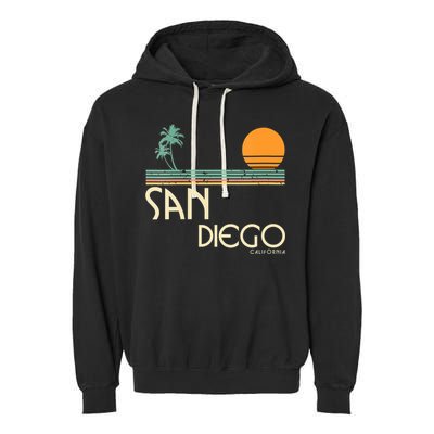 Vintage San Diego California Sunset Palms Garment-Dyed Fleece Hoodie
