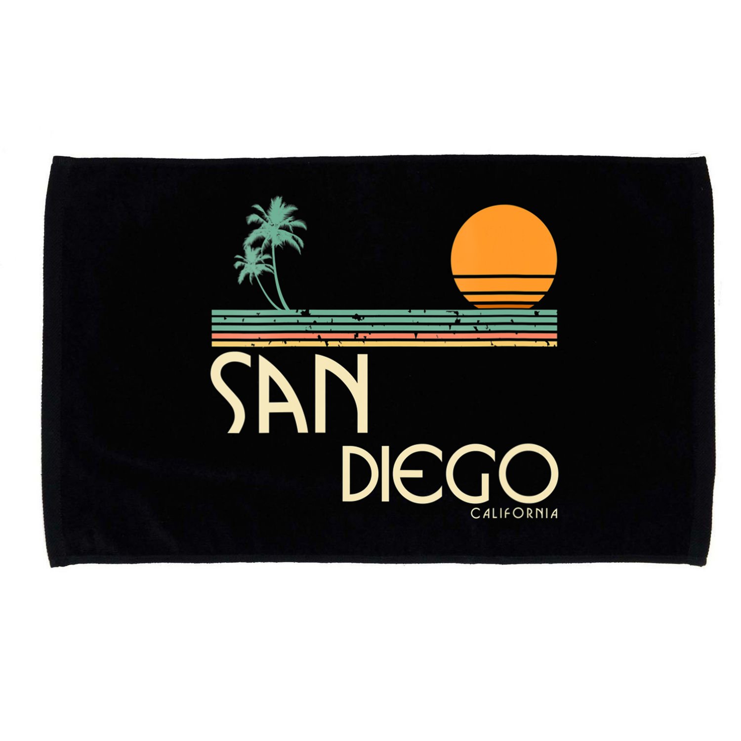 Vintage San Diego California Sunset Palms Microfiber Hand Towel