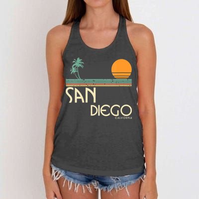 Vintage San Diego California Sunset Palms Women's Knotted Racerback Tank