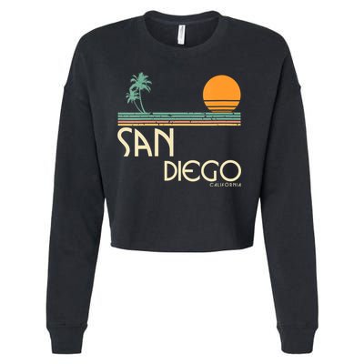 Vintage San Diego California Sunset Palms Cropped Pullover Crew
