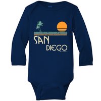 Vintage San Diego California Sunset Palms Baby Long Sleeve Bodysuit