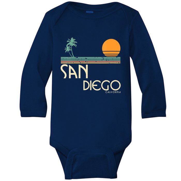 Vintage San Diego California Sunset Palms Baby Long Sleeve Bodysuit