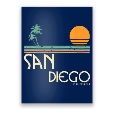 Vintage San Diego California Sunset Palms Poster