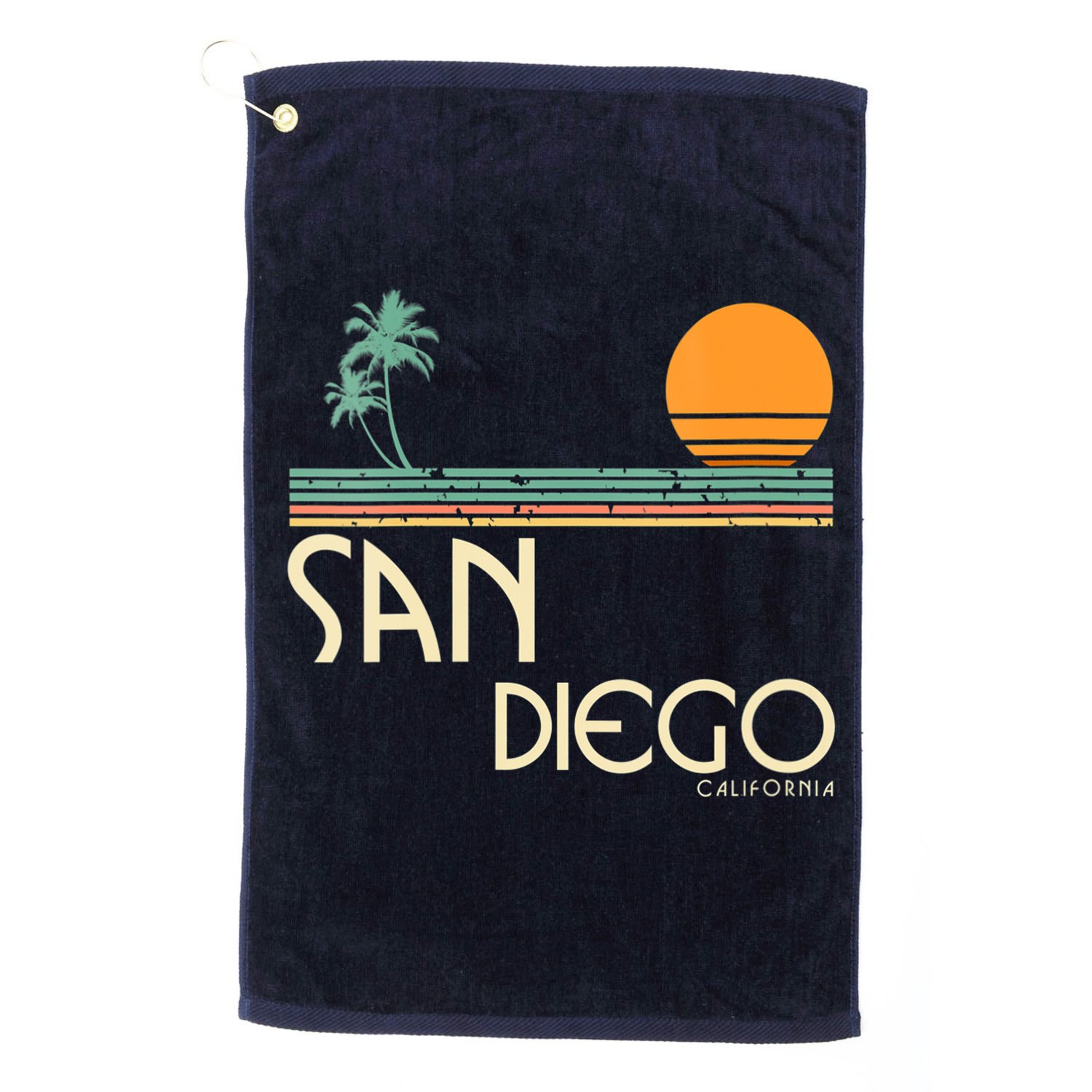 Vintage San Diego California Sunset Palms Golf Towel