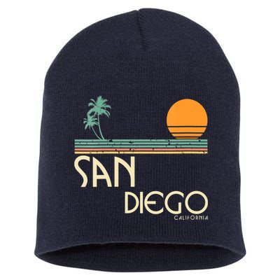 Vintage San Diego California Sunset Palms Short Acrylic Beanie
