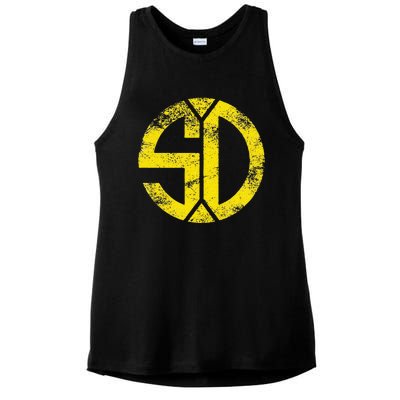 Vintage San Diego SD Home Monogram Game Day Padre Ladies PosiCharge Tri-Blend Wicking Tank