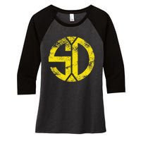 Vintage San Diego SD Home Monogram Game Day Padre Women's Tri-Blend 3/4-Sleeve Raglan Shirt