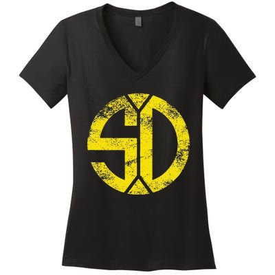 Vintage San Diego SD Home Monogram Game Day Padre Women's V-Neck T-Shirt