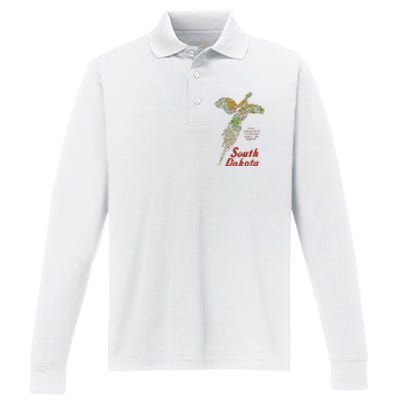 Vintage South Dakota Pheasant Performance Long Sleeve Polo