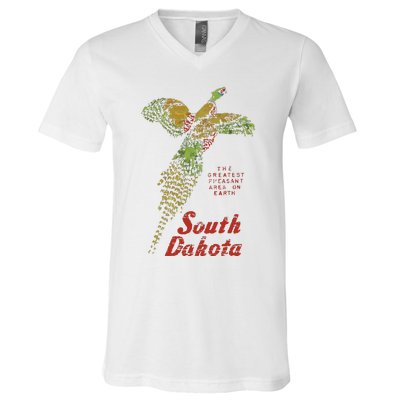 Vintage South Dakota Pheasant V-Neck T-Shirt