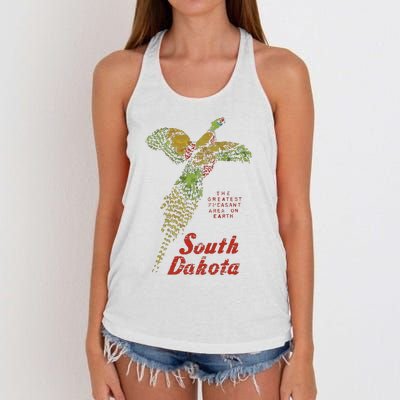 Vintage South Dakota Pheasant Women's Knotted Racerback Tank