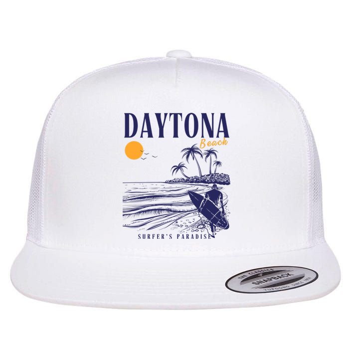 Vintage Surfing Daytona Beach Florida // Retro Surfer // SurferS Paradi Flat Bill Trucker Hat