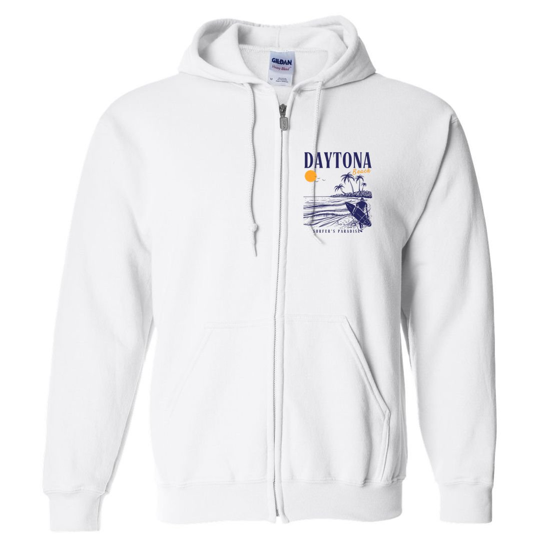 Vintage Surfing Daytona Beach Florida // Retro Surfer // SurferS Paradi Full Zip Hoodie
