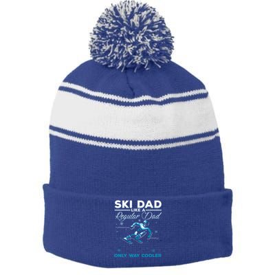 Vintage Ski Dad Like A Regular Dad Only Way Cooler Skiing Gift Stripe Pom Pom Beanie