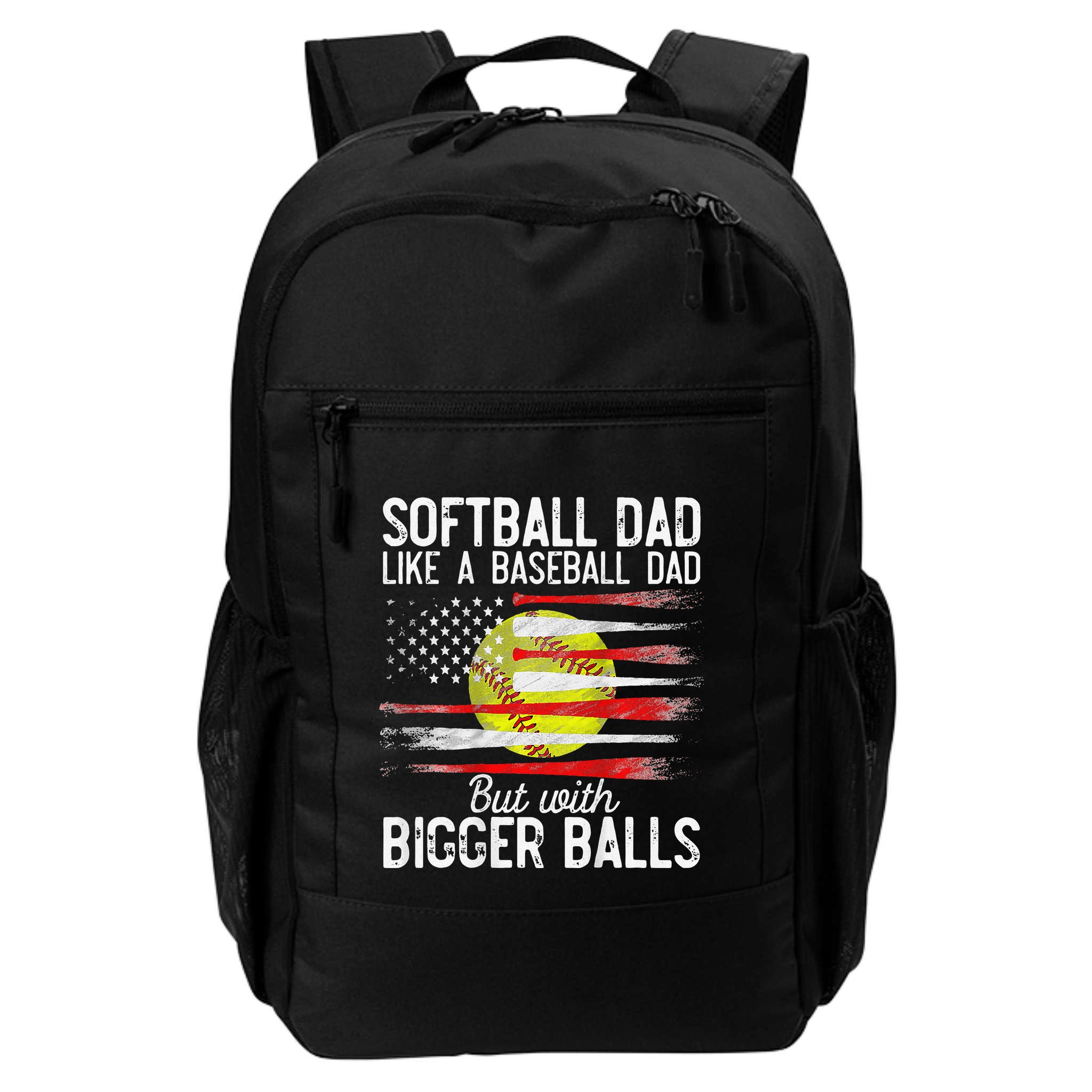 Vintage Softball Dad Like A Baseball Dad US Flag Fathers Day Backpack