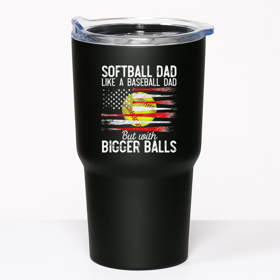 Vintage Softball Dad Like A Baseball Dad US Flag Fathers Day Tumbler