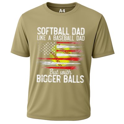 Vintage Softball Dad Like A Baseball Dad US Flag Fathers Day Performance Shirt