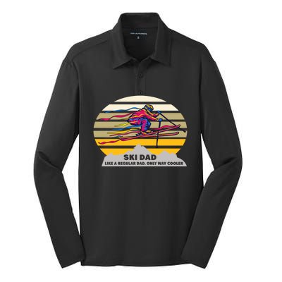 Vintage Ski Dad Like Regular Dad Only Way Cooler Winter Gift Silk Touch Performance Long Sleeve Polo