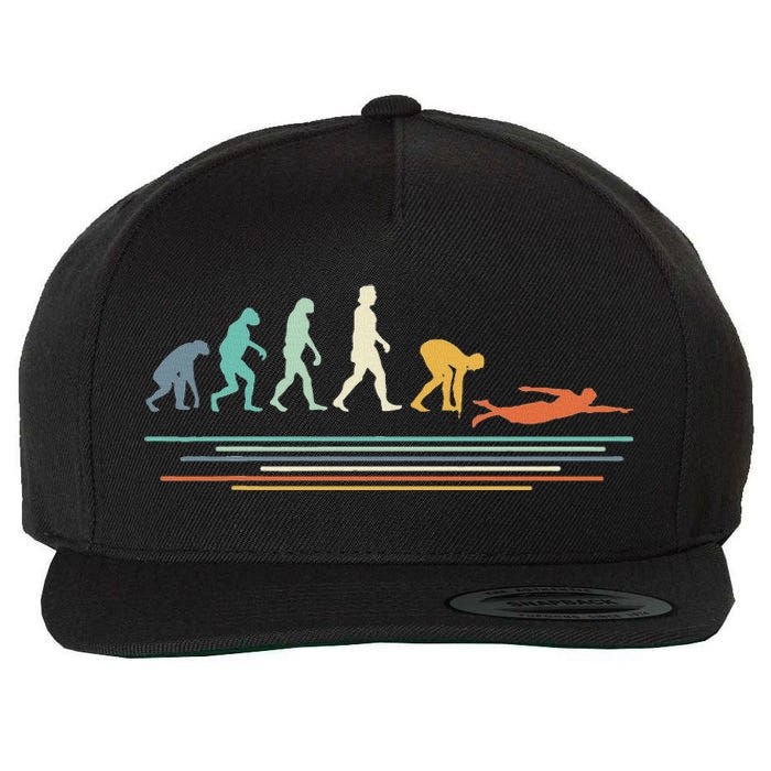 Vintage Swimming Evolution Swim Funny Swimmer Wool Snapback Cap