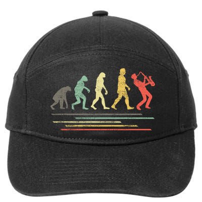 Vintage Saxophonist Evolution Saxophone Player Gift 7-Panel Snapback Hat