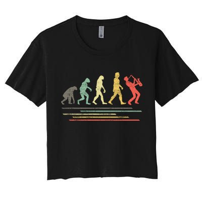 Vintage Saxophonist Evolution Saxophone Player Gift Crop Top