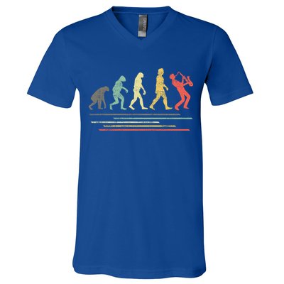 Vintage Saxophonist Evolution Saxophone Player Gift V-Neck T-Shirt