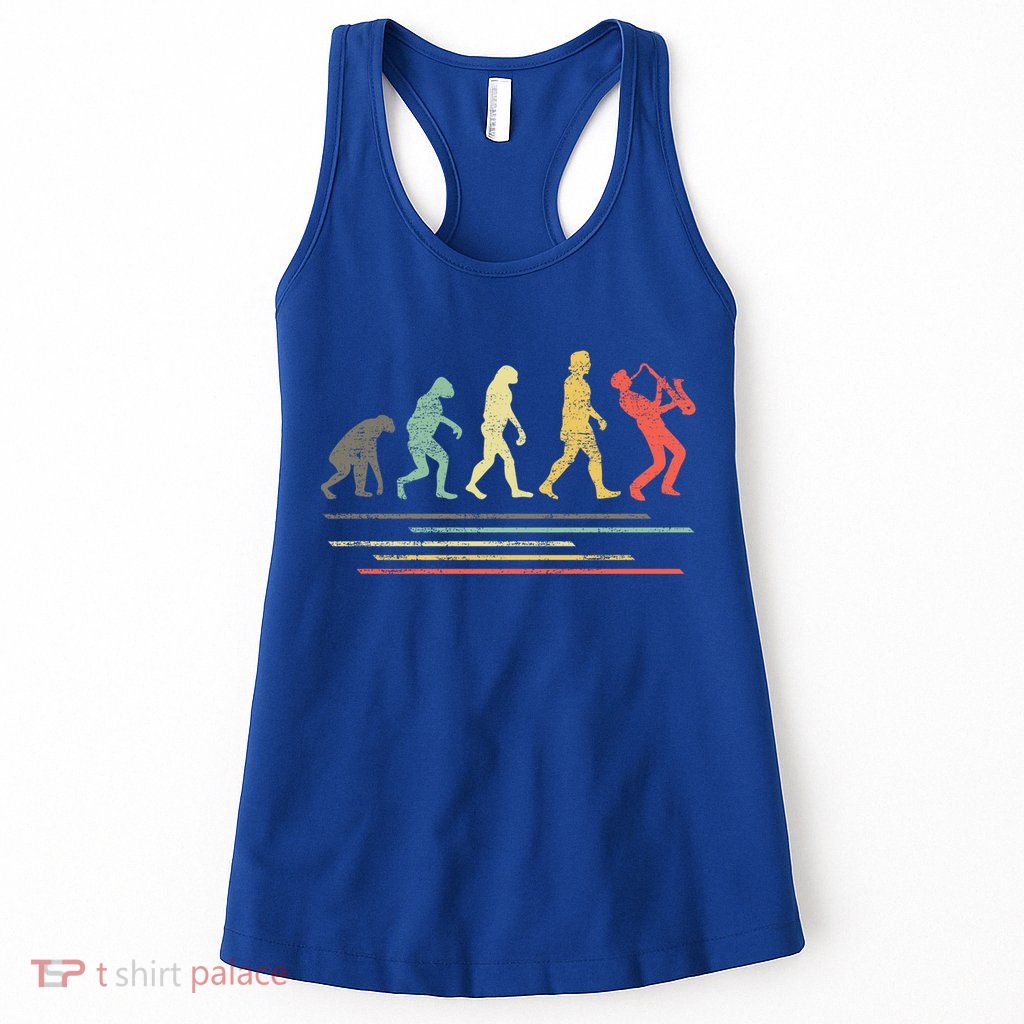 Vintage Saxophonist Evolution Saxophone Player Gift Womens Tank Top