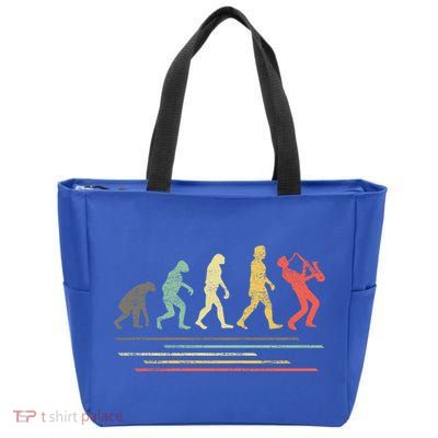Vintage Saxophonist Evolution Saxophone Player Gift Zip Tote Bag