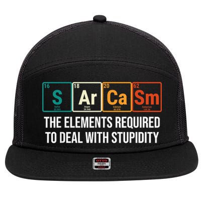 Vintage Sarcasm Elements Stupidity Chemistry Science 7 Panel Mesh Trucker Snapback Hat